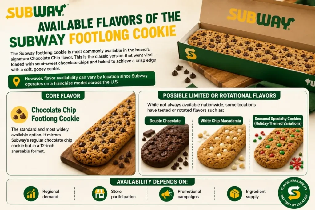 Available Flavors of the Subway Footlong Cookie