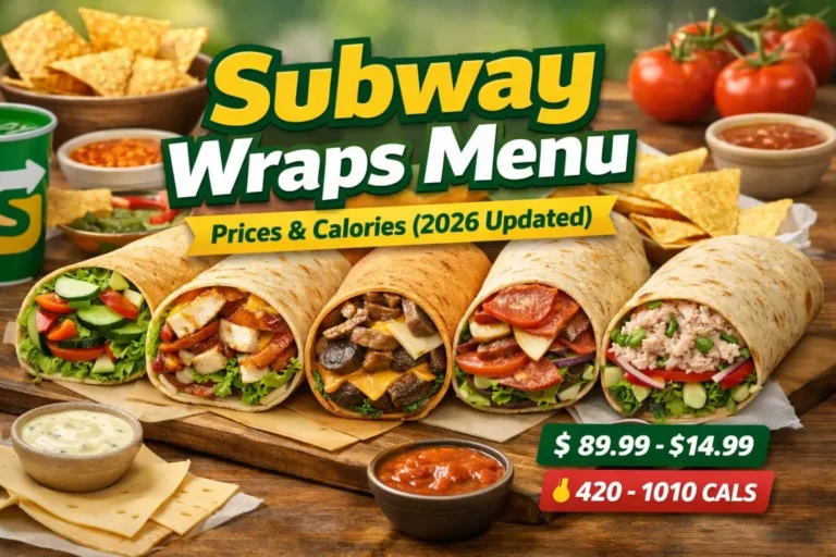 Subway Wraps Menu