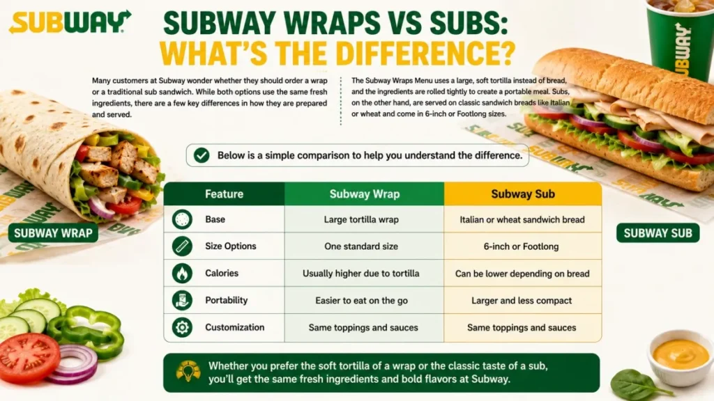 Subway wraps vs subs comparison
